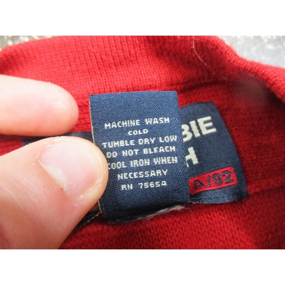 Abercrombie & Fitch Sweater Mens XL Red Gray Striped Muscle V Neck Pullover Knit